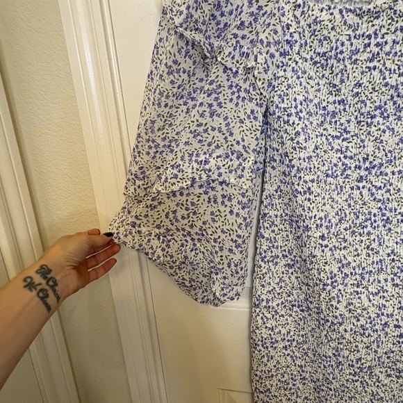 Petal + Pup Leia Blue Floral Puff Sleeve Cottagecore Smocked Midi Dress 8 NWT - Picture 9 of 10